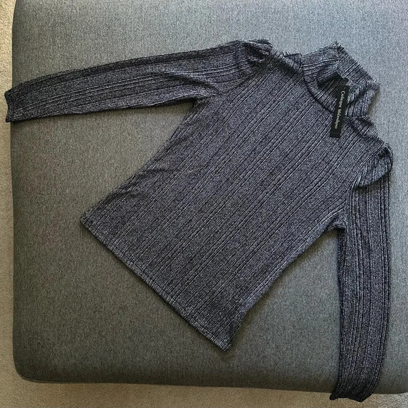 Catherine Malandrino Metallic Long Sleeve Turtleneck Shirt Small Petite NWT - Picture 1 of 5